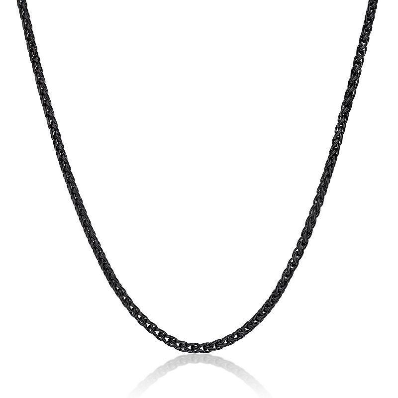 Mens LYNX Stainless Steel Wheat Chain Necklace Black Product Image