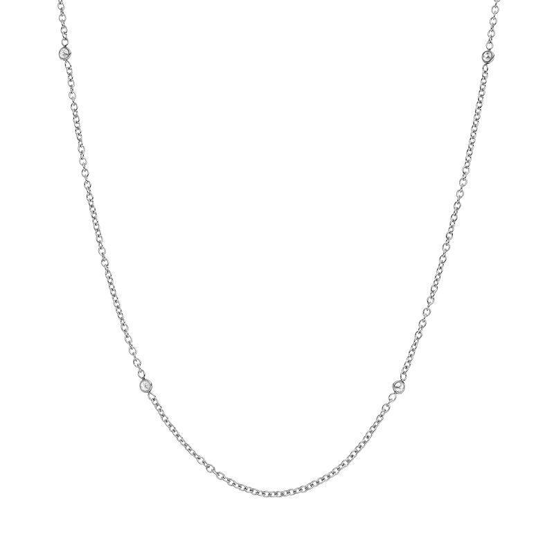 Blue La Rue Cubic Zirconia Stainless Steel Cable Chain Necklace, Womens Silver Product Image