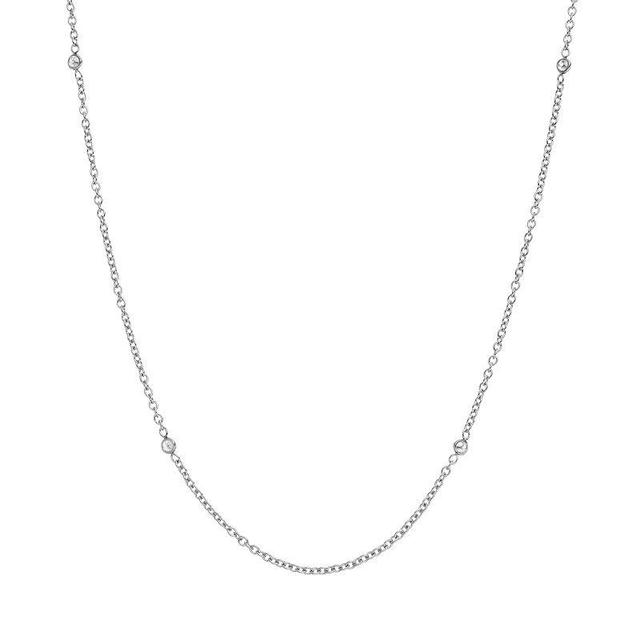 Blue La Rue Cubic Zirconia Stainless Steel Cable Chain Necklace, Womens Silver Product Image