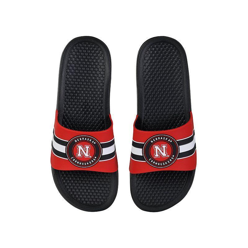 FOCO Nebraska Huskers Stripe Raised Slide Sandals, Mens Product Image