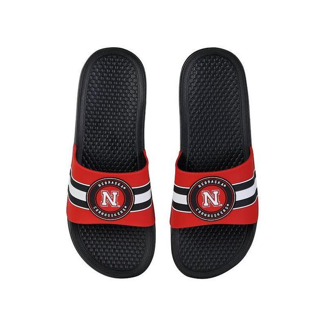 FOCO Nebraska Huskers Stripe Raised Slide Sandals, Mens Product Image