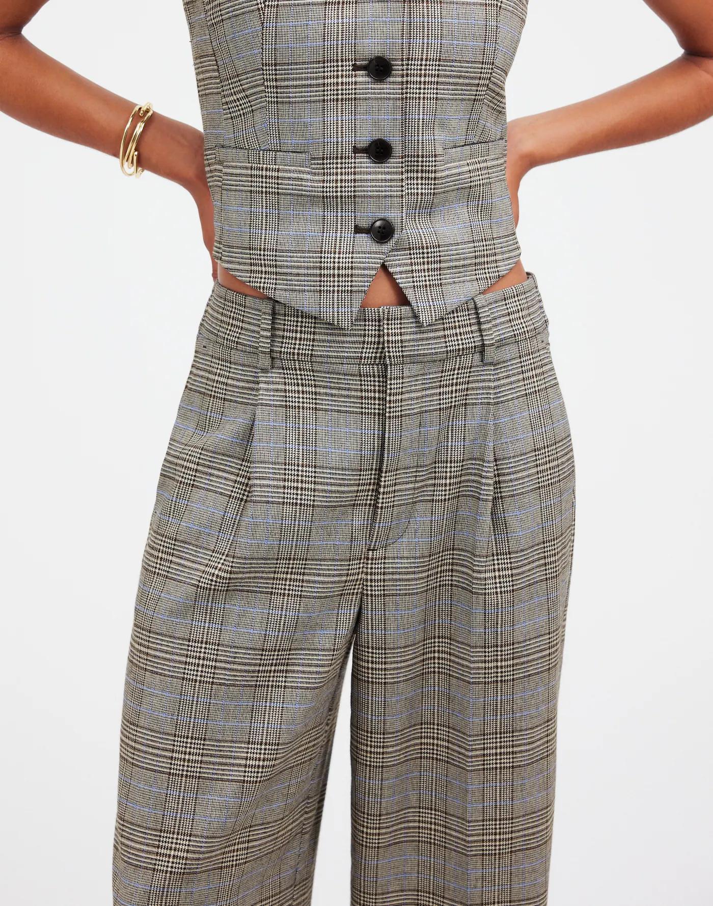 Slouchy Straight Pants in Yarn-Dyed Plaid Product Image