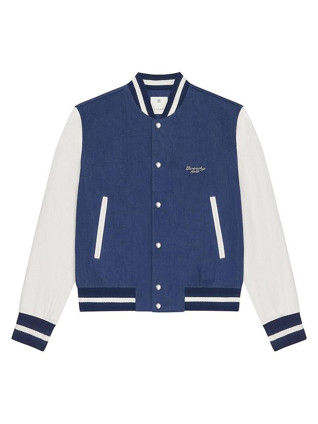 Mens Plage Varsity Jacket in Denim Product Image