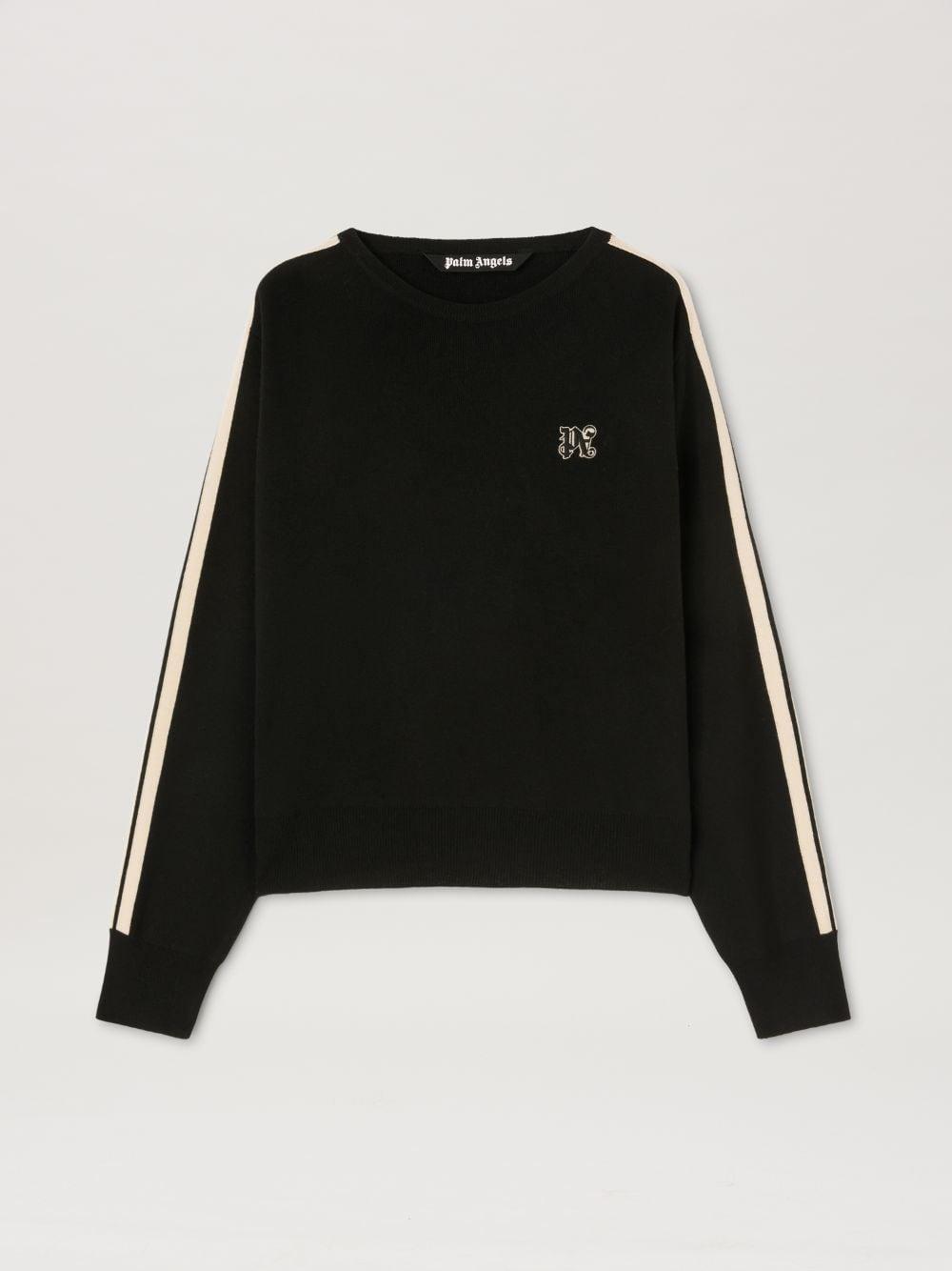 Monogram Track Sweater in black  - Palm Angels® Official  Product Image