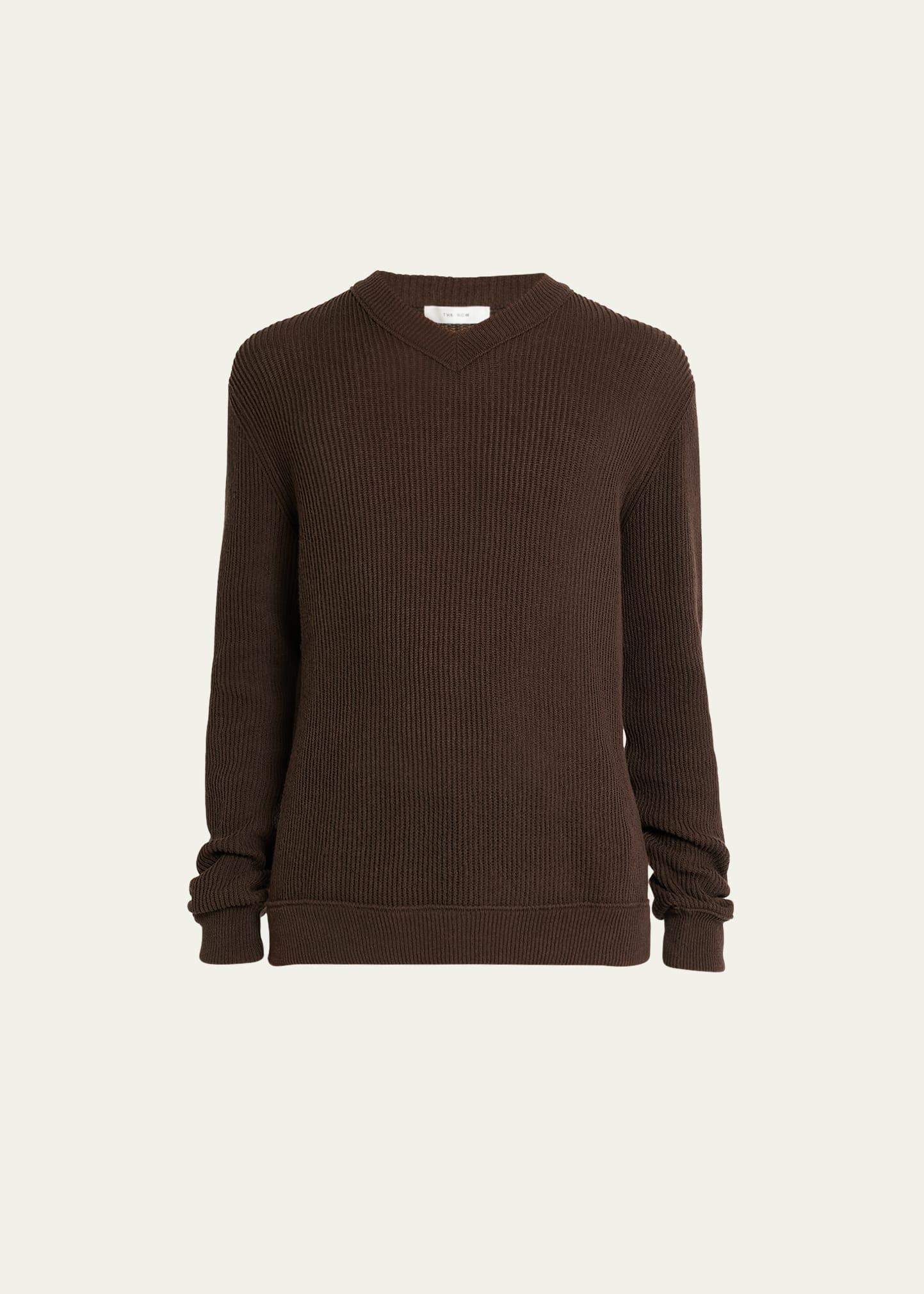 Mens Ribbed V-Neck Sweater Product Image