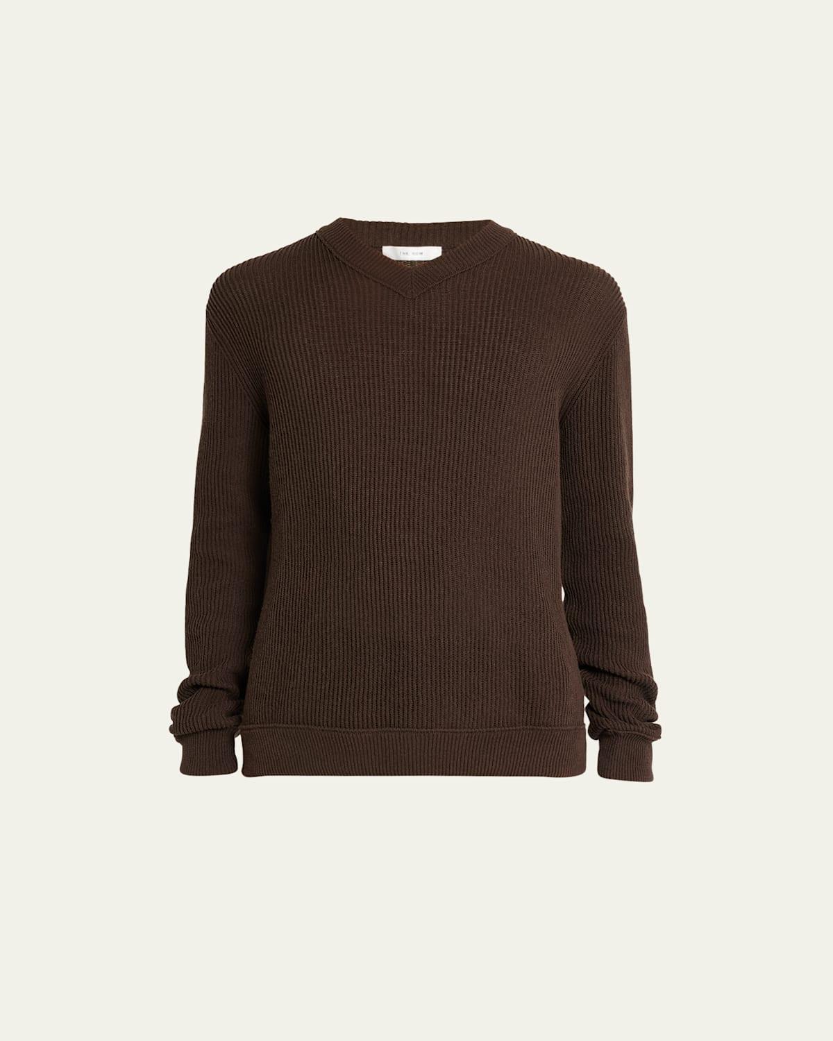 Mens Ribbed V-Neck Sweater Product Image