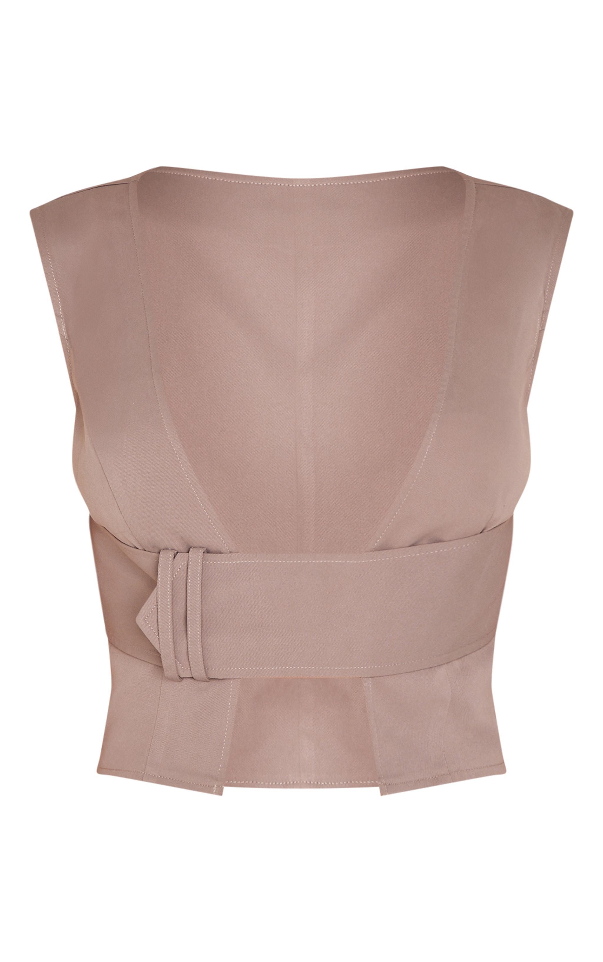 Grey Strap Detail Plunge Vest Product Image