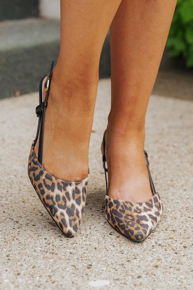 Leopard Print Sling Back Kitten Heels Product Image