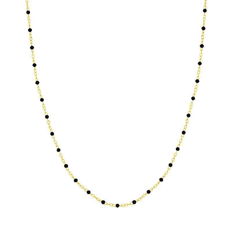 Color Romance 14k Gold Colored Enamel Bead Adjustable Necklace, Womens Black Product Image