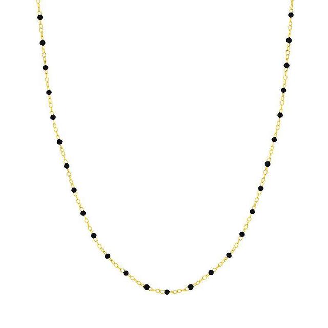 Color Romance 14k Gold Colored Enamel Bead Adjustable Necklace, Womens Black Product Image