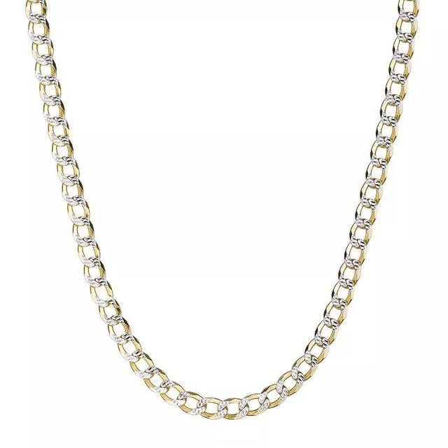 Mens LYNX 14k Gold Over Silver 6.4mm Pave Cuban Chain Necklace Yellow Product Image