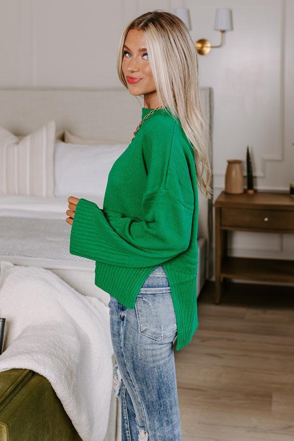 Under The Clouds Sweater In Kelly Green Product Image