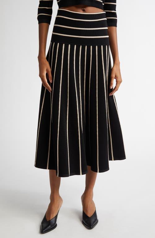 ZIMMERMANN Crush Striped Knit Midi Skirt In Black Product Image