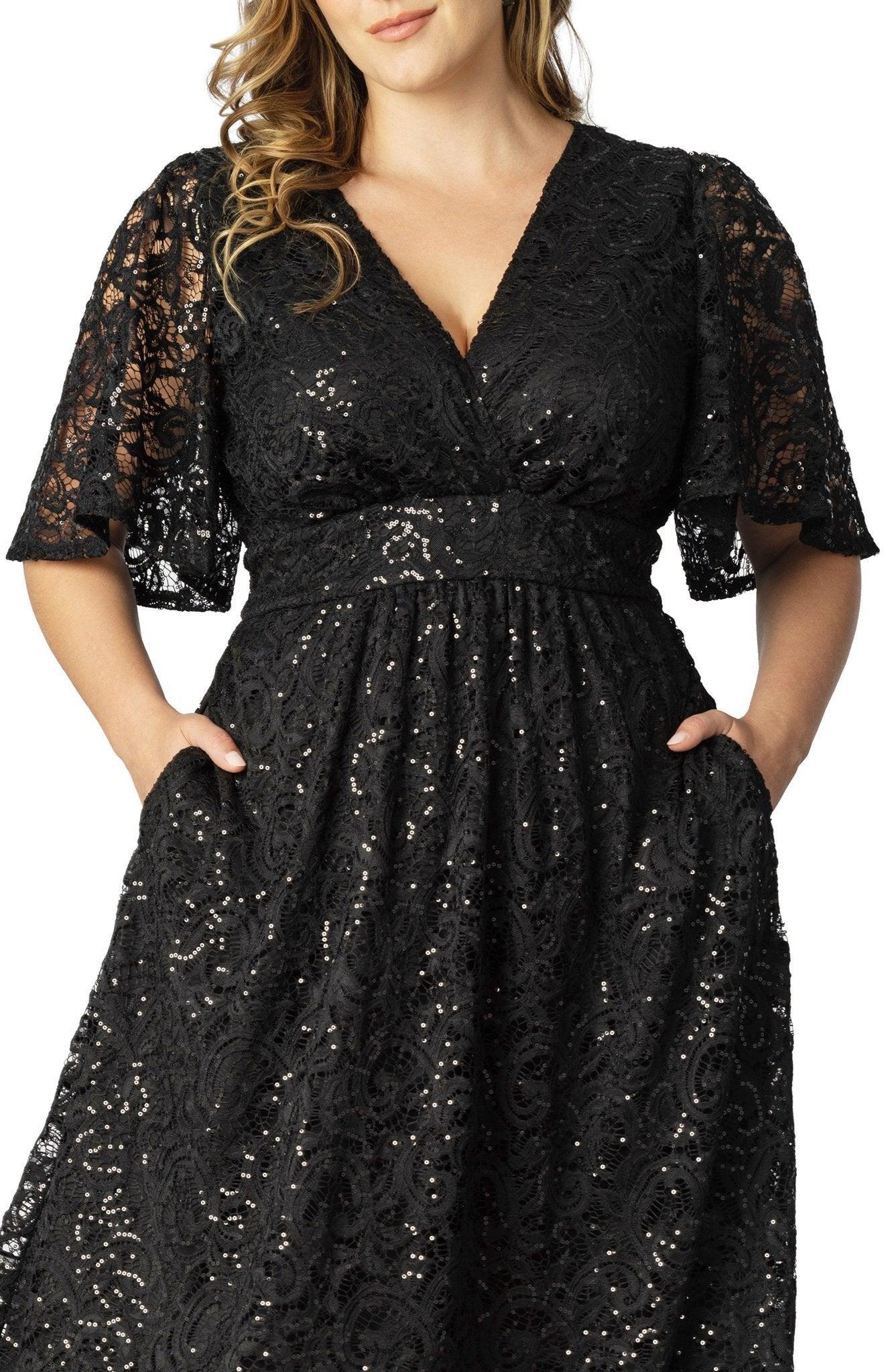 Starry Sequined Lace Cocktail Dress - Plus Product Image