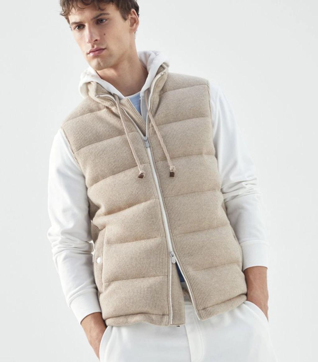 Cashmere Hooded Gilet In Neutrals Product Image