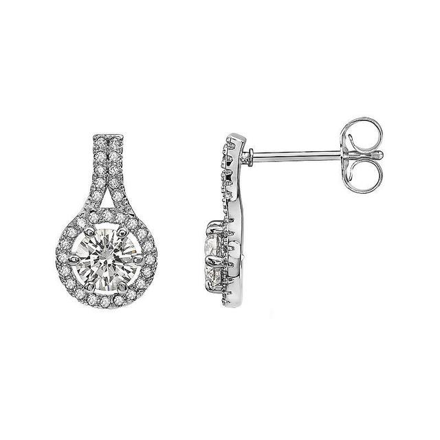 Sterling Silver Round Cubic Zirconia Drop Earrings, Womens Product Image