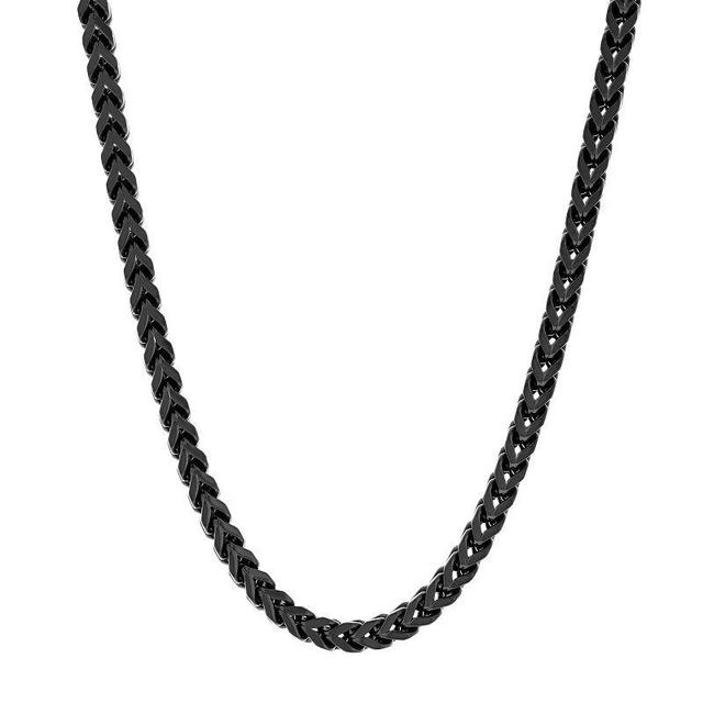 Steel Nation Mens Black Ion-Plated Stainless Steel Franco Link Chain Necklace Silver Product Image