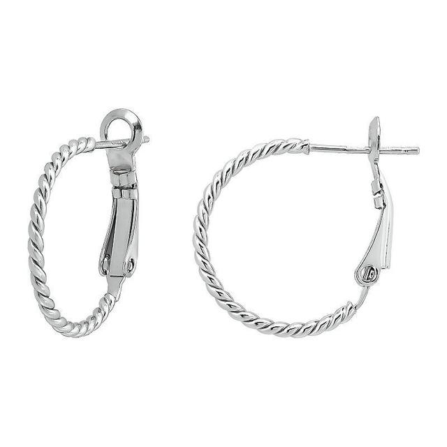 Aleure Precioso 18k Gold over Sterling Silver Twisted Hoop Earrings, Womens Silver Tone Product Image