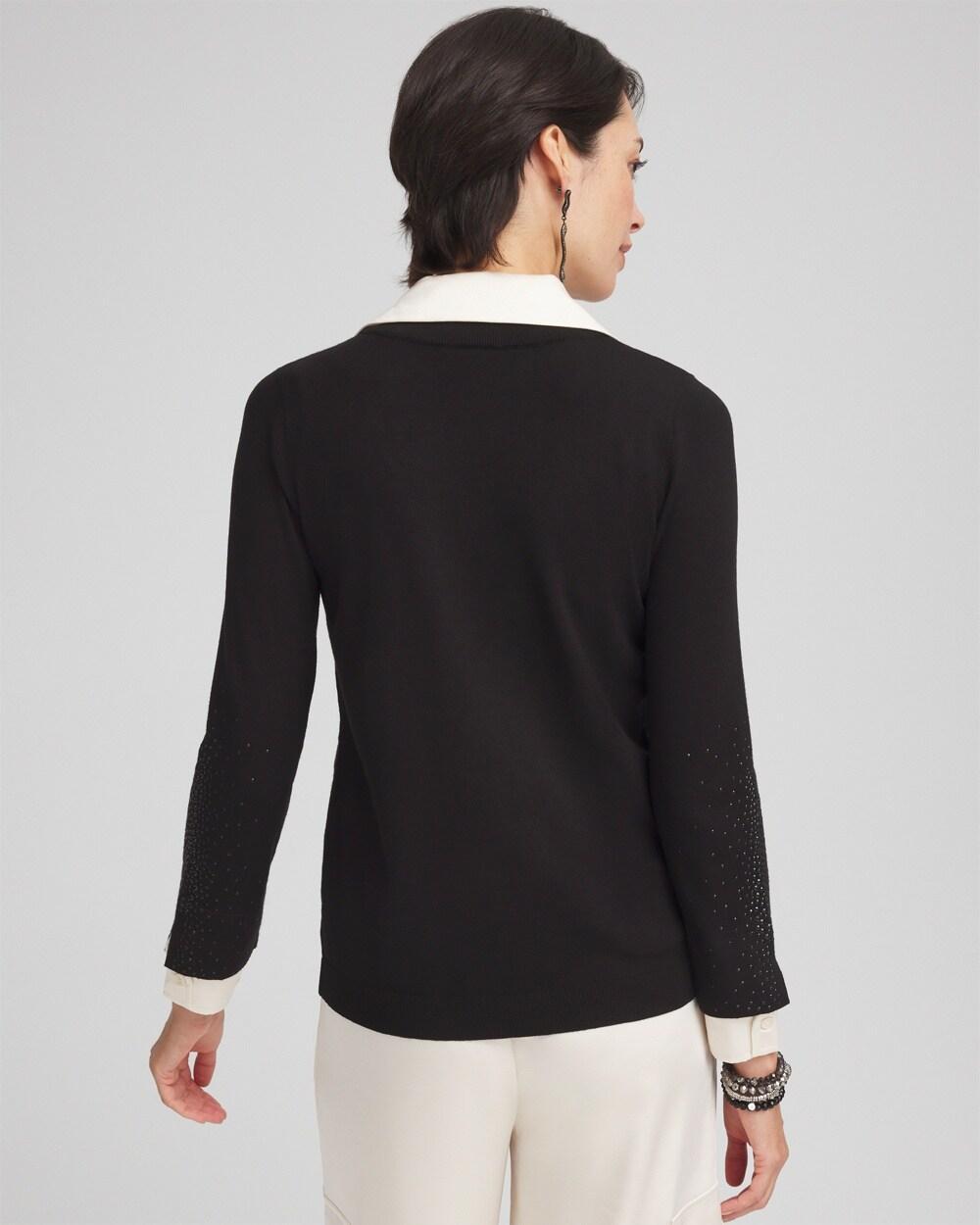 Sequin Built-In Shirt Knit Sweater Product Image