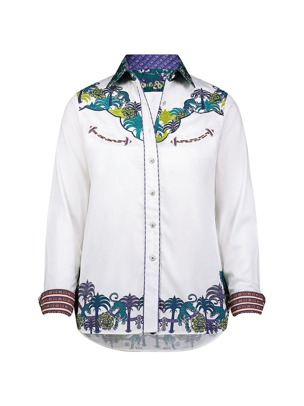 Womens Kacey Embroidered Cotton-Blend Shirt Product Image