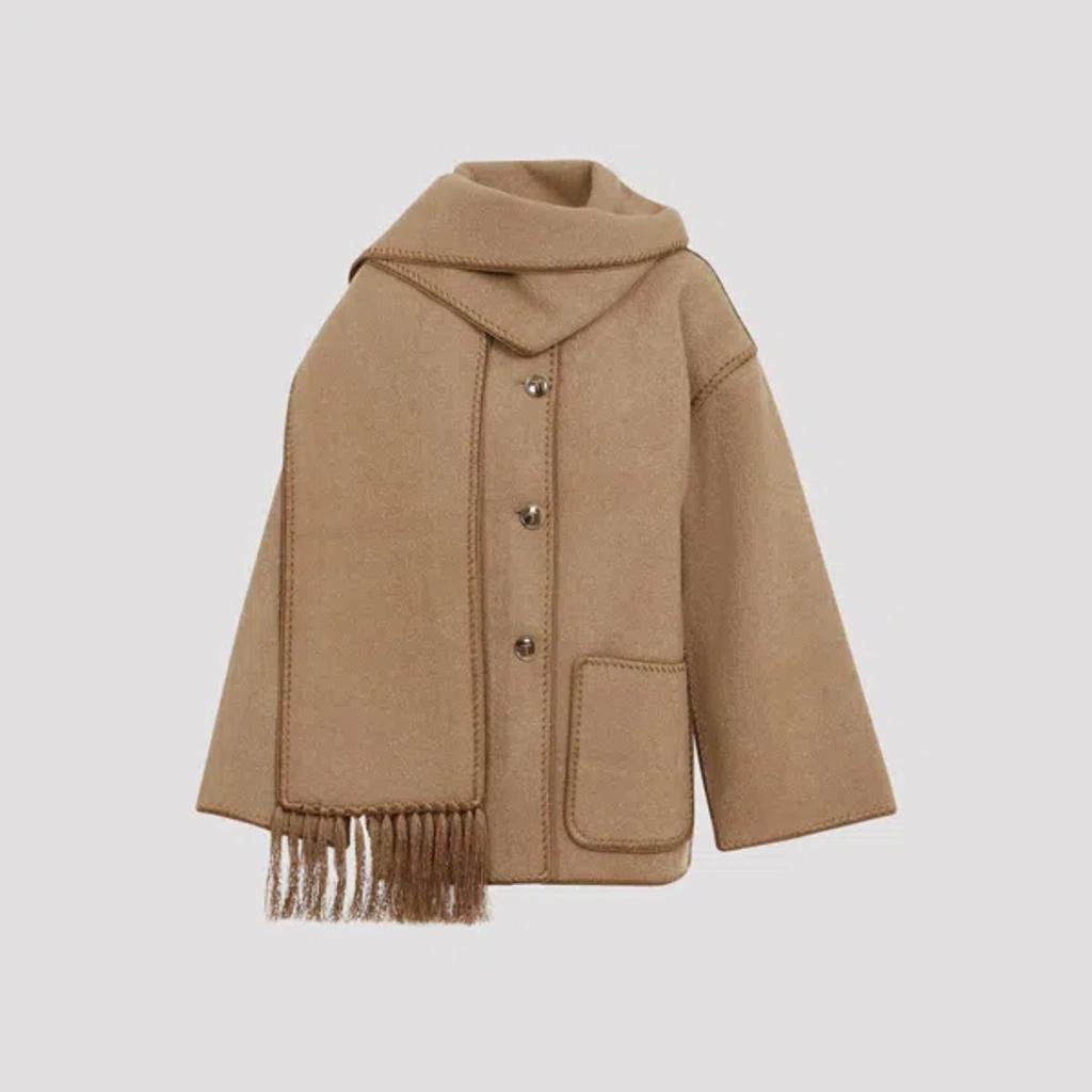 Embroidered Scarf Jacket In Brown Product Image