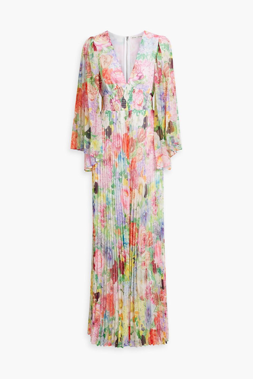 Bennet Pleated Floral-print Chiffon Wide-leg Jumpsuit In Multicolor Product Image