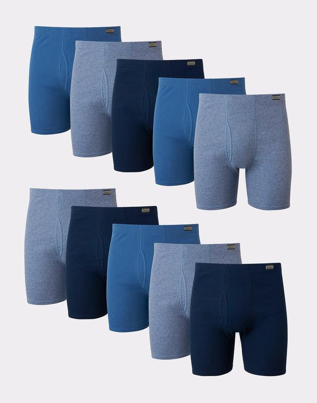 Hanes Mens ComfortSoft Waistband Moisture-Wicking Cotton Boxer Briefs 10pk - Blue Product Image