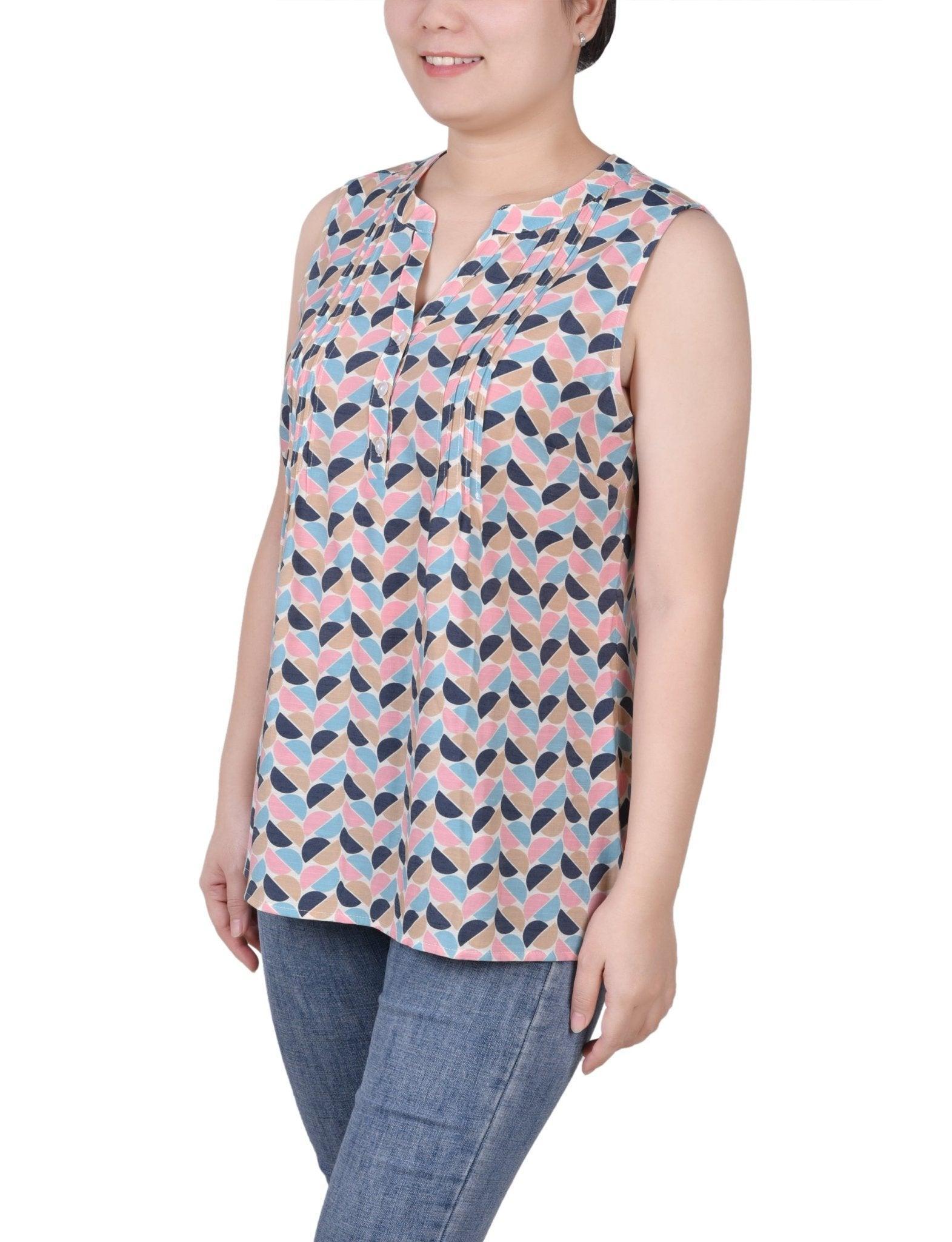 Sleeveless Pintucked Blouse - Petite Product Image