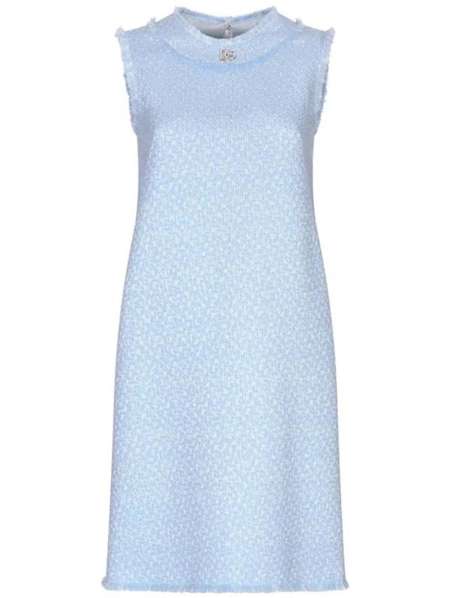 DOLCE & GABBANA Tweed Mini Dress In Blue Product Image