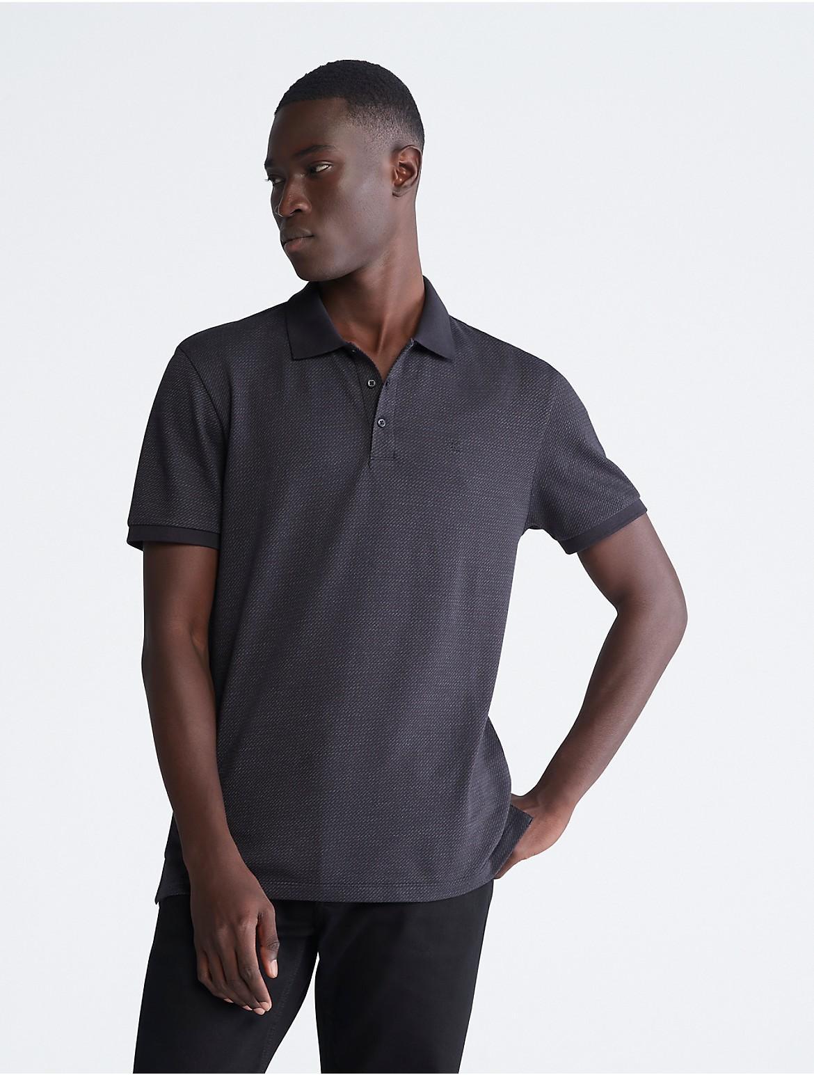 Calvin Klein Mens Smooth Cotton Mini Dash Polo Shirt - Black - XS Product Image