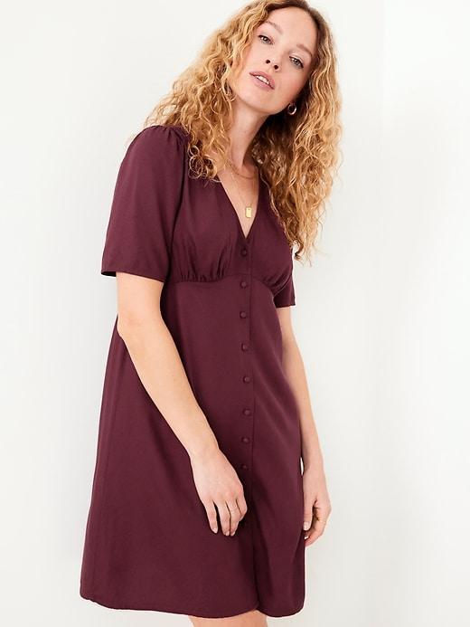 Button-Down Crepe Mini Dress Product Image