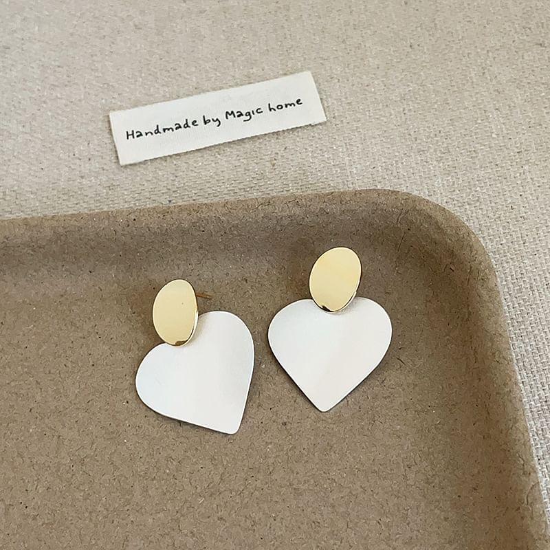 925 Sterling Silver Heart Drop Earring Product Image