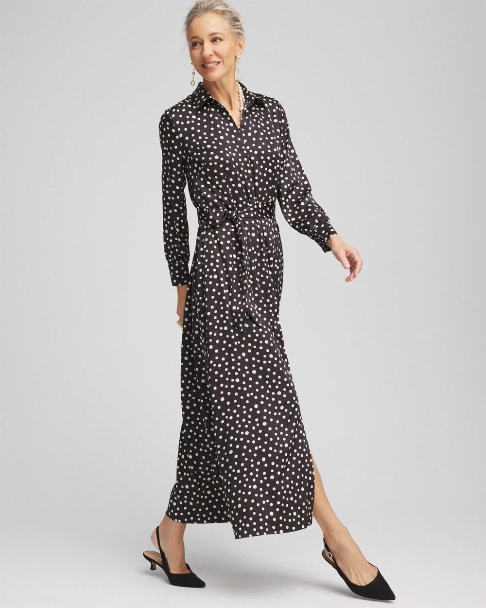 Polka Dot Maxi Shirt Dress Product Image