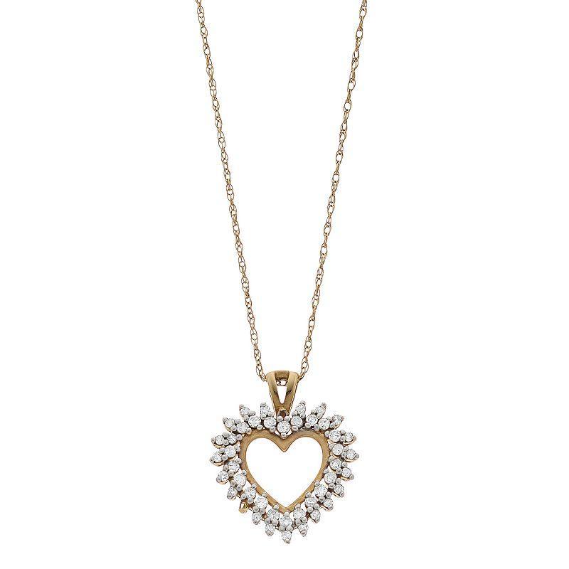 10k Gold 1/4 Carat T.W. Diamond Heart Pendant, Womens, 14k Gold Product Image