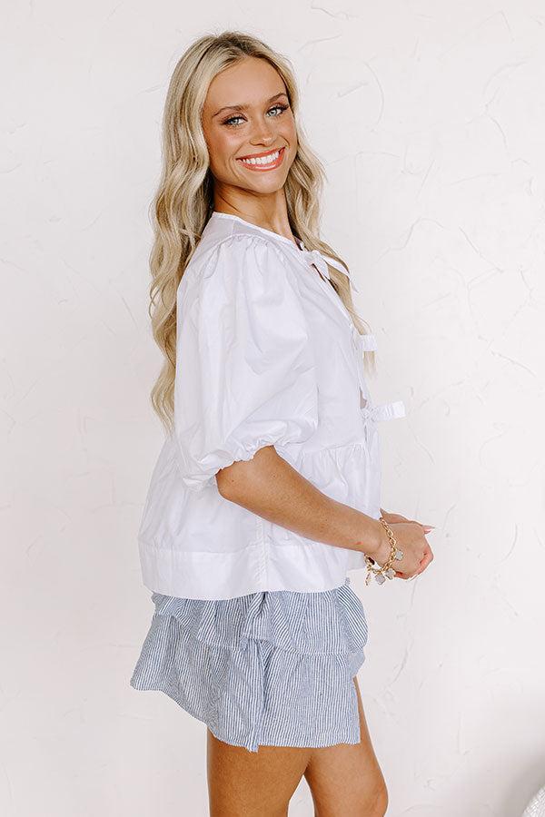 A Little Bit Flirty Front Tie Top in White Product Image