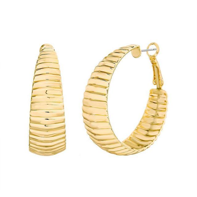 Paige Harper 14k Gold Over Recycled Brass Textured Hoop Earrings, Womens, Gold Tone Product Image