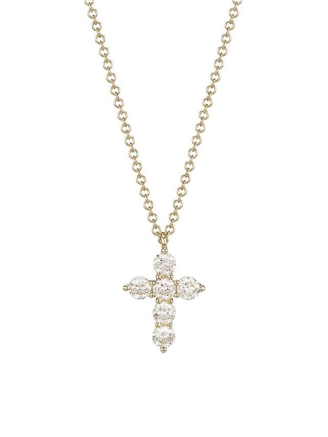 Womens 14K Yellow Gold & 0.5 TCW Diamond Cross Necklace Product Image