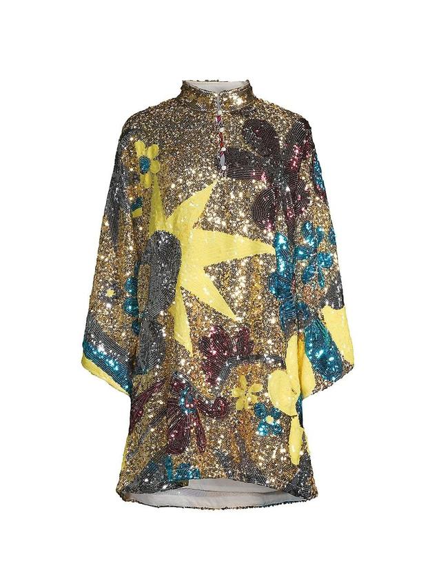 Womens Sequined Sunburst Mini Caftan Product Image