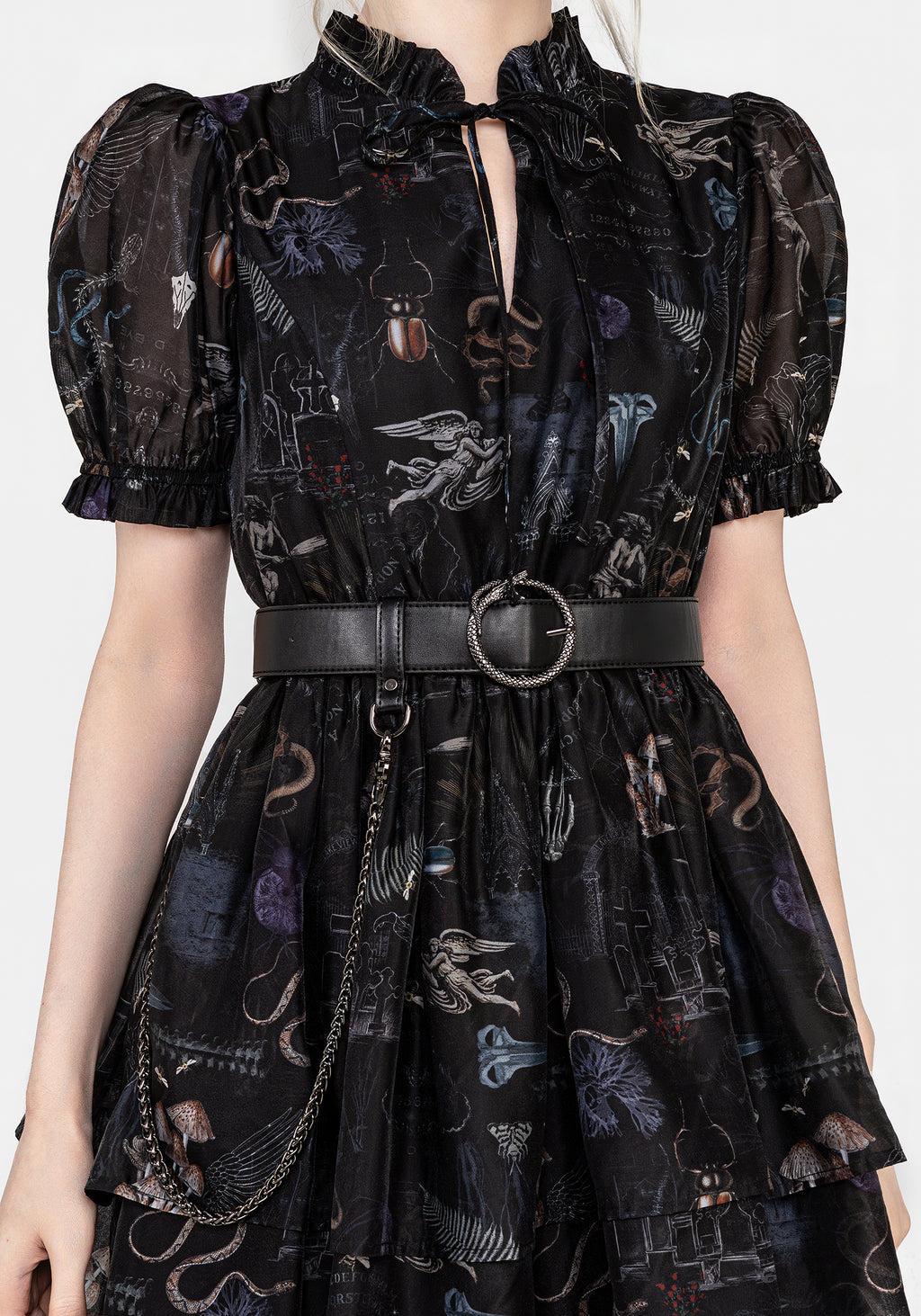 Maudeline Victoriana Print Layered Organza Mini Dress Product Image