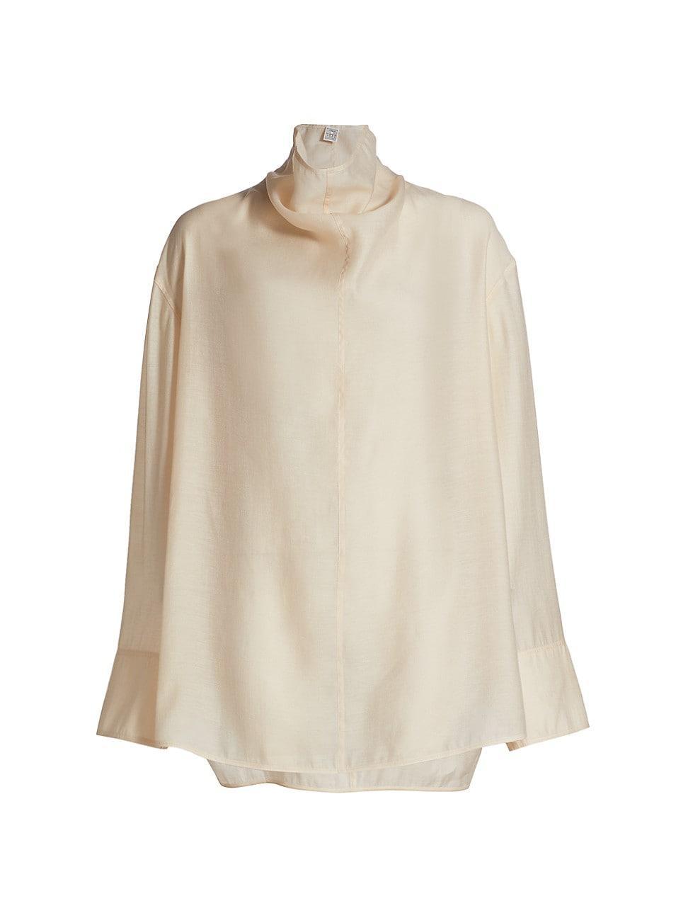 Womens Funnel-Neck Organza Blouse Product Image