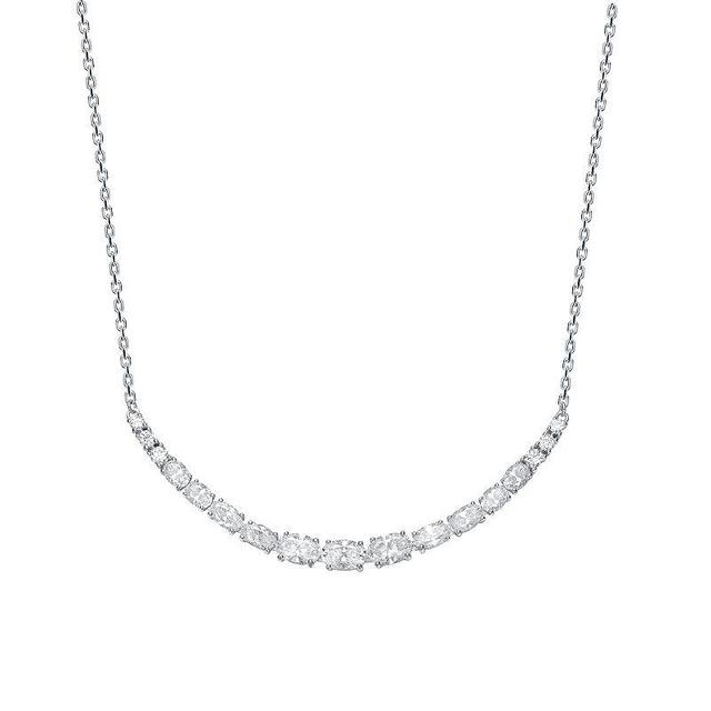 Stella Valentino Sterling Silver Lab-Created Moissanite Curved Bar Necklace, Womens Product Image