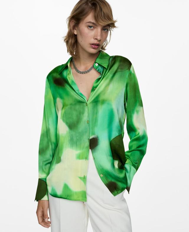 Mango Womens Satin Print Shirt Product Image