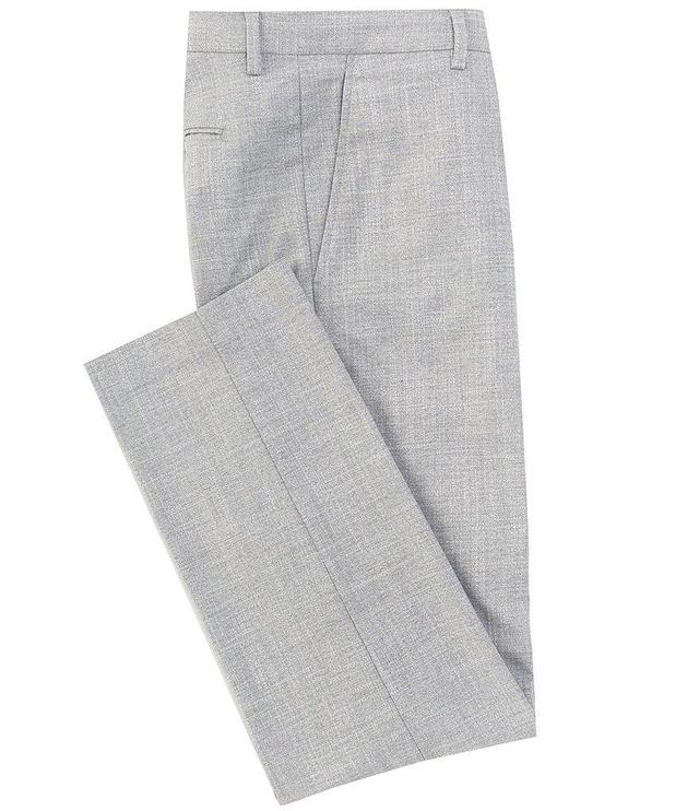 Perry Ellis Tailored Fit Flat Front Crosshatch Solid Dress Pants Product Image