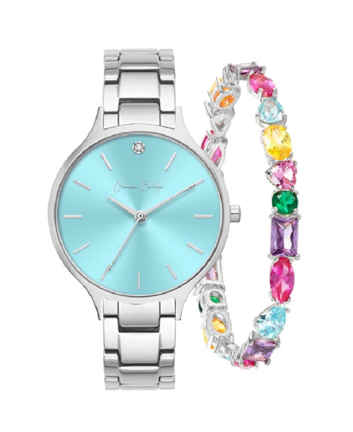 Jessica Carlyle Womens Quartz Silver-Tone Alloy Bracelet Watch 36mm Gift Set - Shiny Gold Product Image