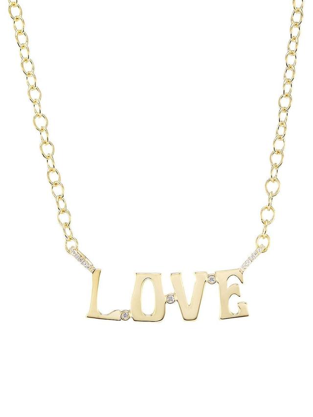 Womens Alphabet 14K Yellow Gold & 0.135 TCW Love Pendant Necklace Product Image