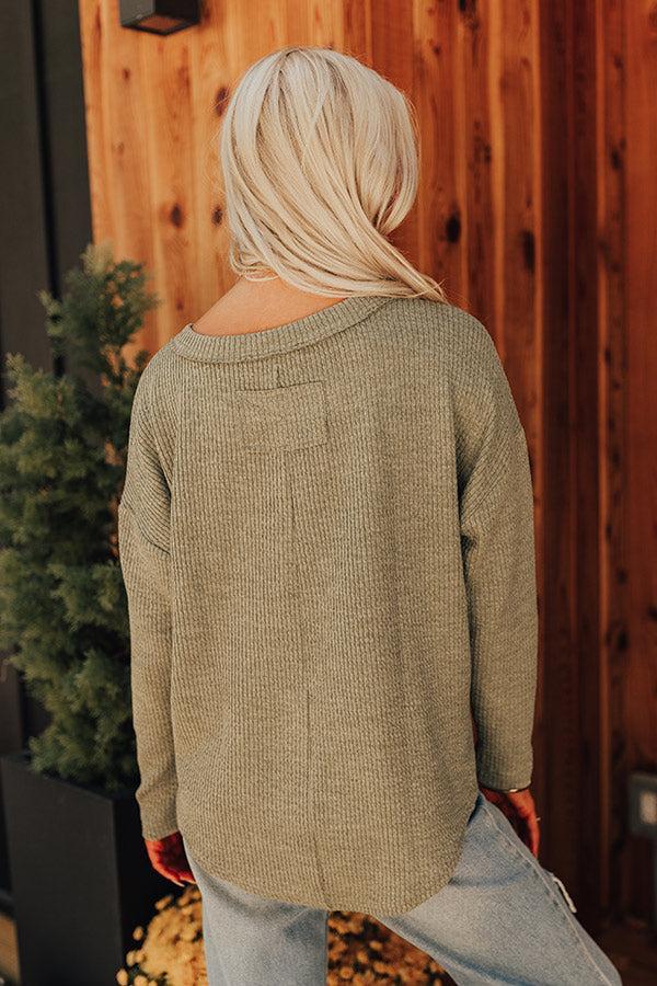 Cozy Moment Ribbed Tee in Sage Product Image