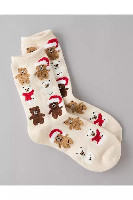 AE Holiday Teddy Bear Crew Socks Women's Product Image