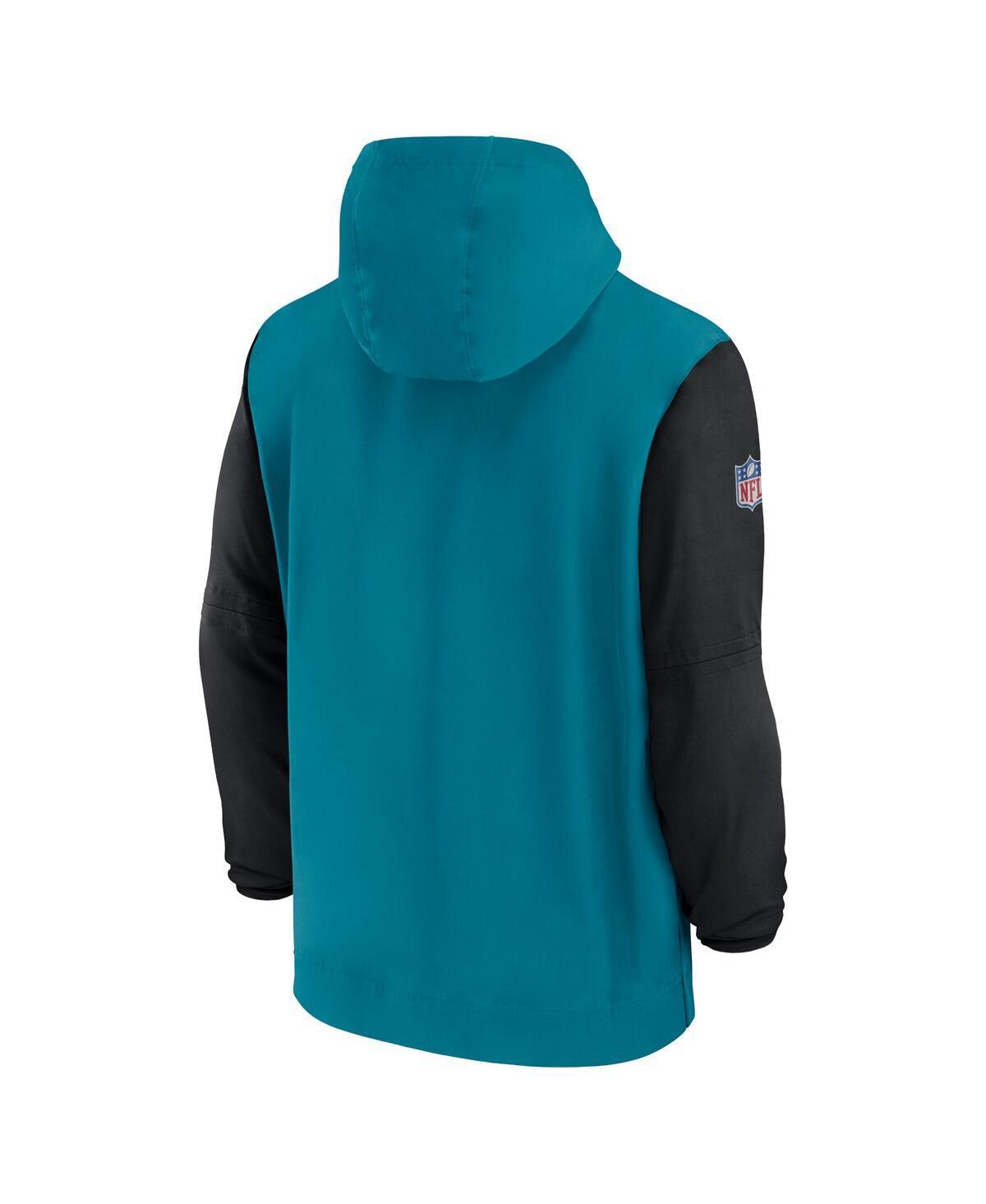 NIKE Men's Teal/black Jacksonville Jaguars 2024/25 Sideline Pre-game Player 1/2-zip Hoodie Jacket In Teal,black Product Image