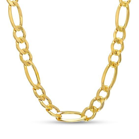 Men's 7.2mm Figaro Chain Necklace in Hollow 14K Gold - 22" Product Image