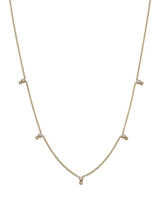 Zoe Chicco 14K Yellow Gold Prong Diamond Station Necklace, 14-16 Product Image